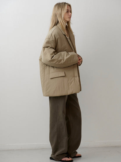 Padded Curved-Sleeve Blazer_mocha