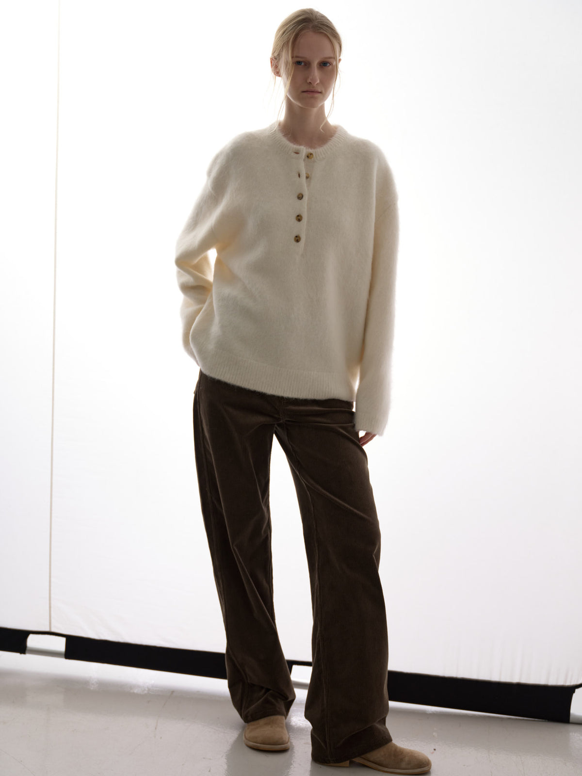 Alpaca Henley Neck Sweater_ivory