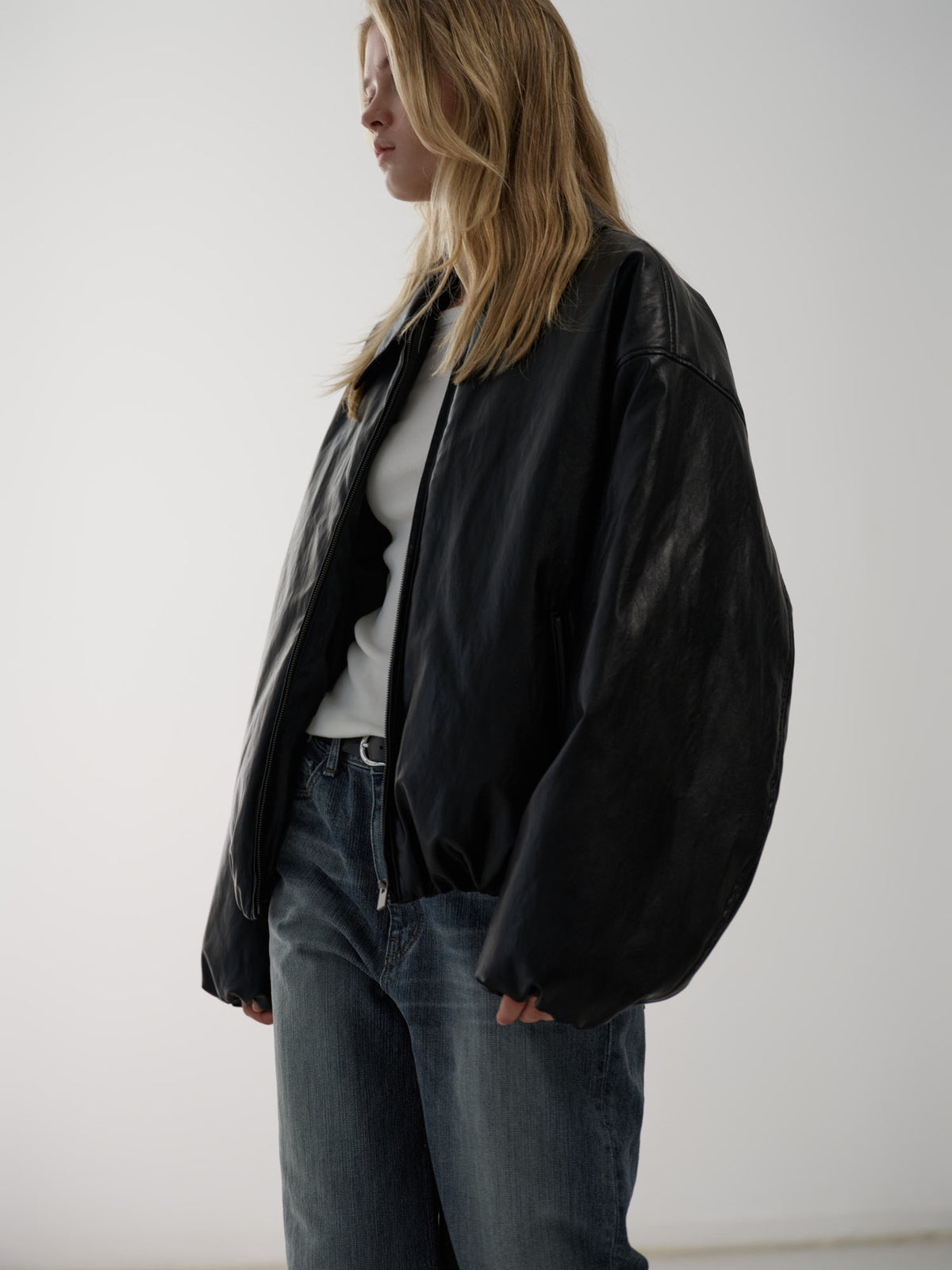 Leather Bomber Jacket_black