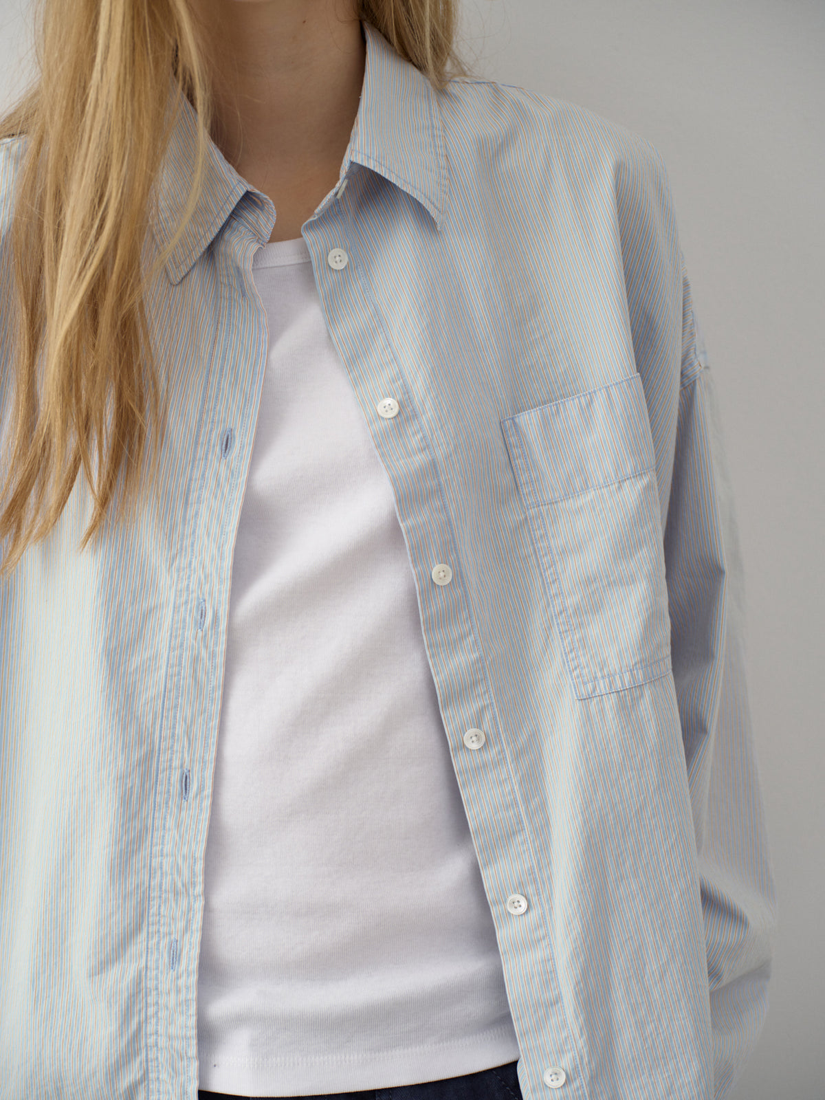 Vintage Stripe Shirt_ash sky