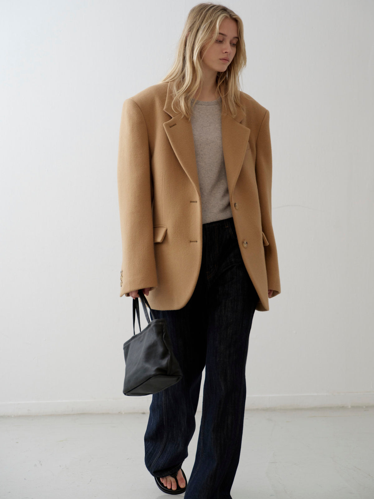 Breeze Washed Leather Tote Bag_Black