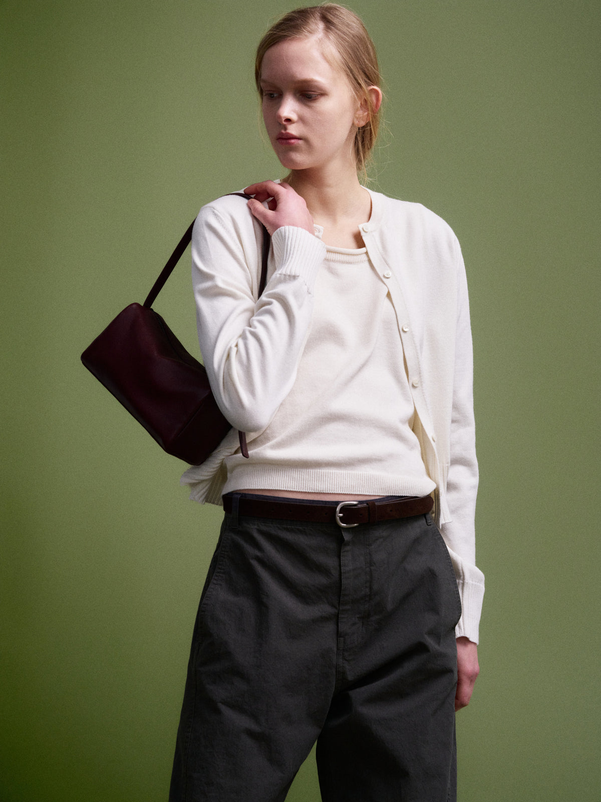Cotton Minimal Cardigan_ivory