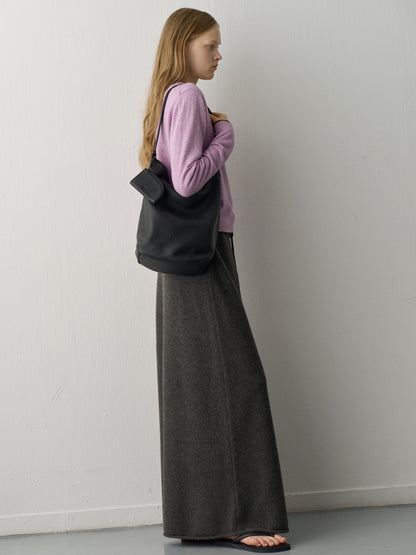 Cashmere Knit Maxi Skirt_charcoal