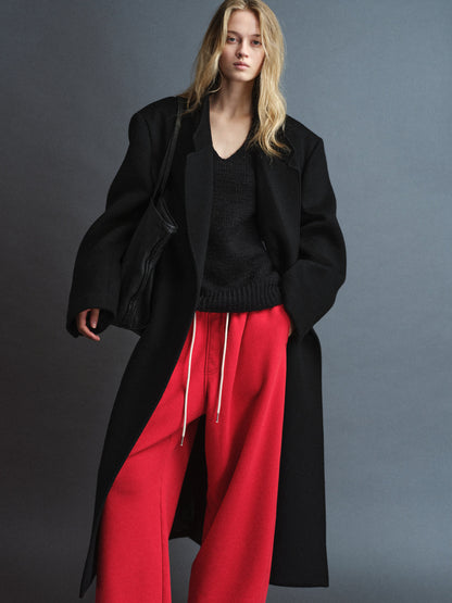 Textured V-neck Knit_black
