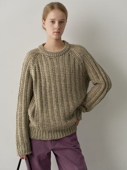 Vintage Melange Knit_khaki