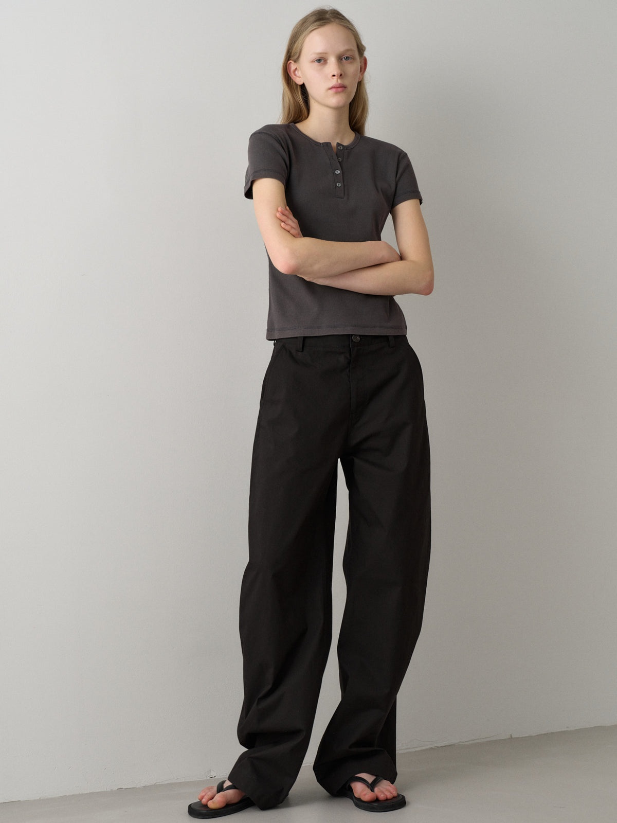 Round Curved Pants_black