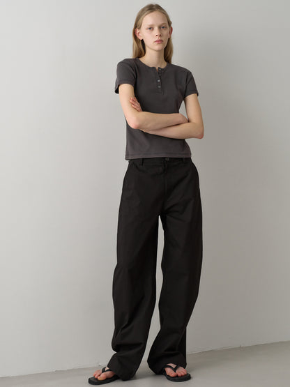 Round Curved Pants_black