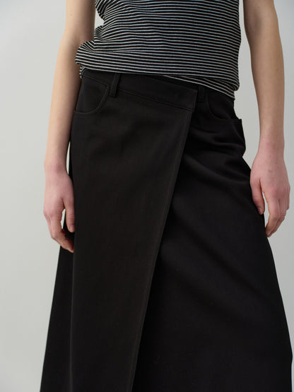Cotton Wrap Skirt_black