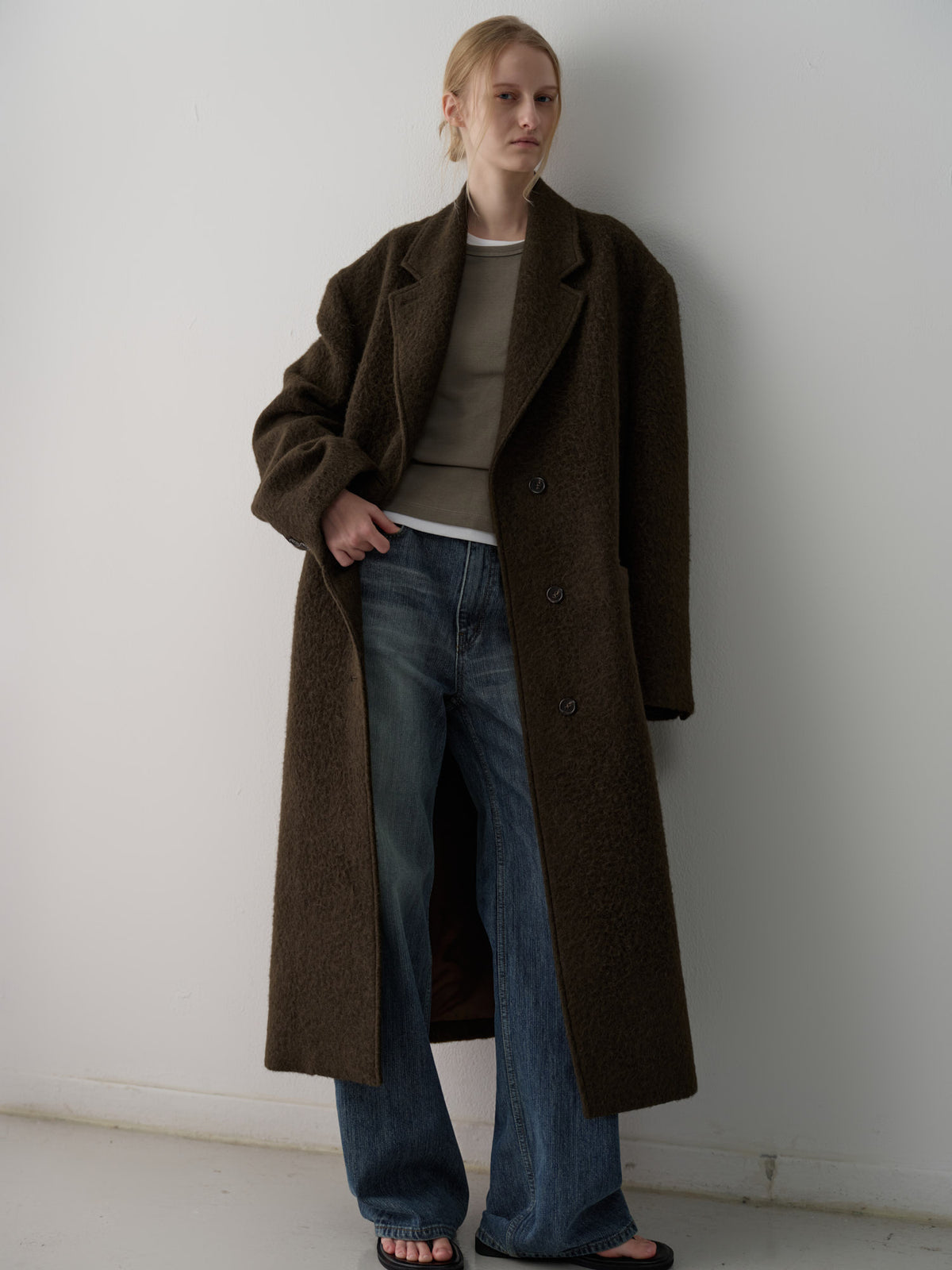 Lama Wool Single Coat_khaki
