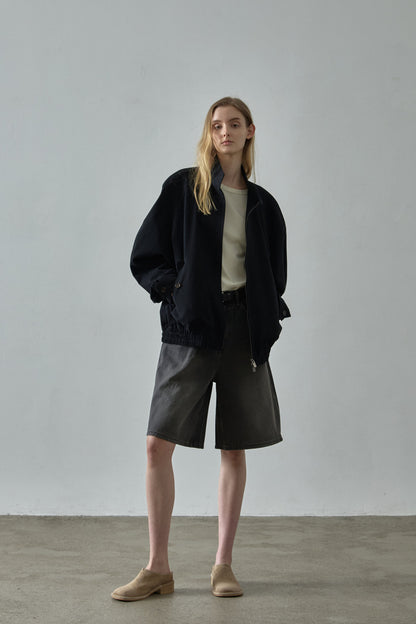 Oversized Fit Cotton Blouson_black