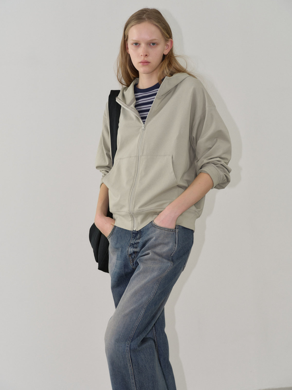 Cotton Light Hooded Zip-up_sage