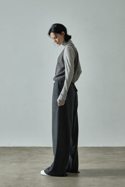 Relaxed Wool Banding Pants_dark charcoal