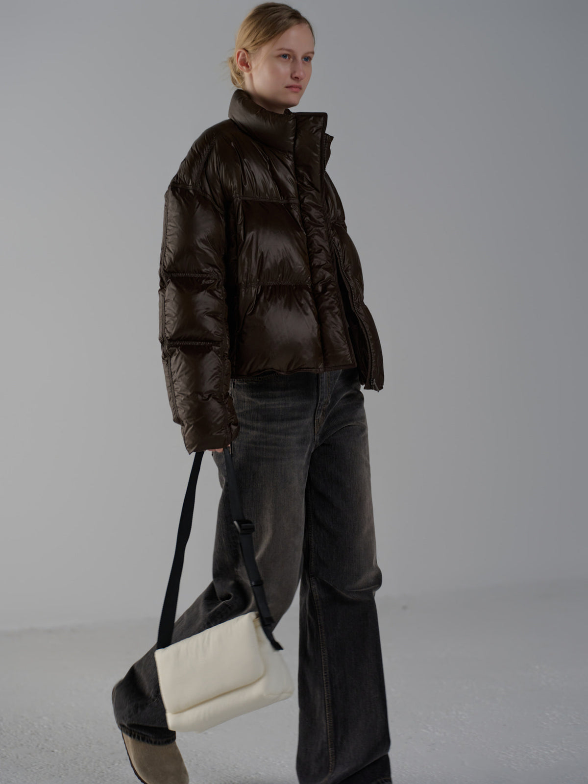 Stitch Goose Down Crop Padding_brown