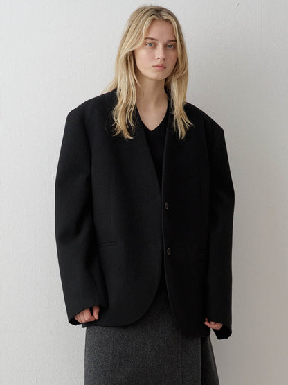 Minimal Collarless Jacket_black