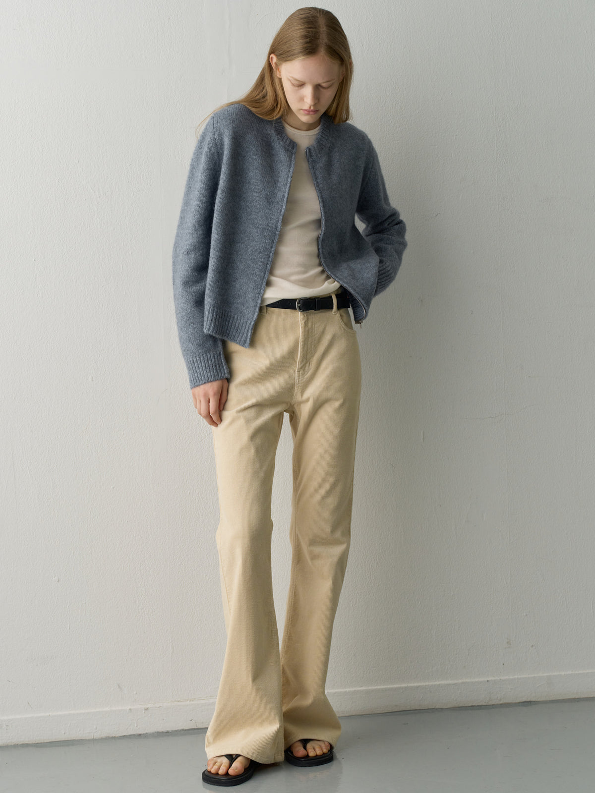Corduroy Bootcut Pants_cream