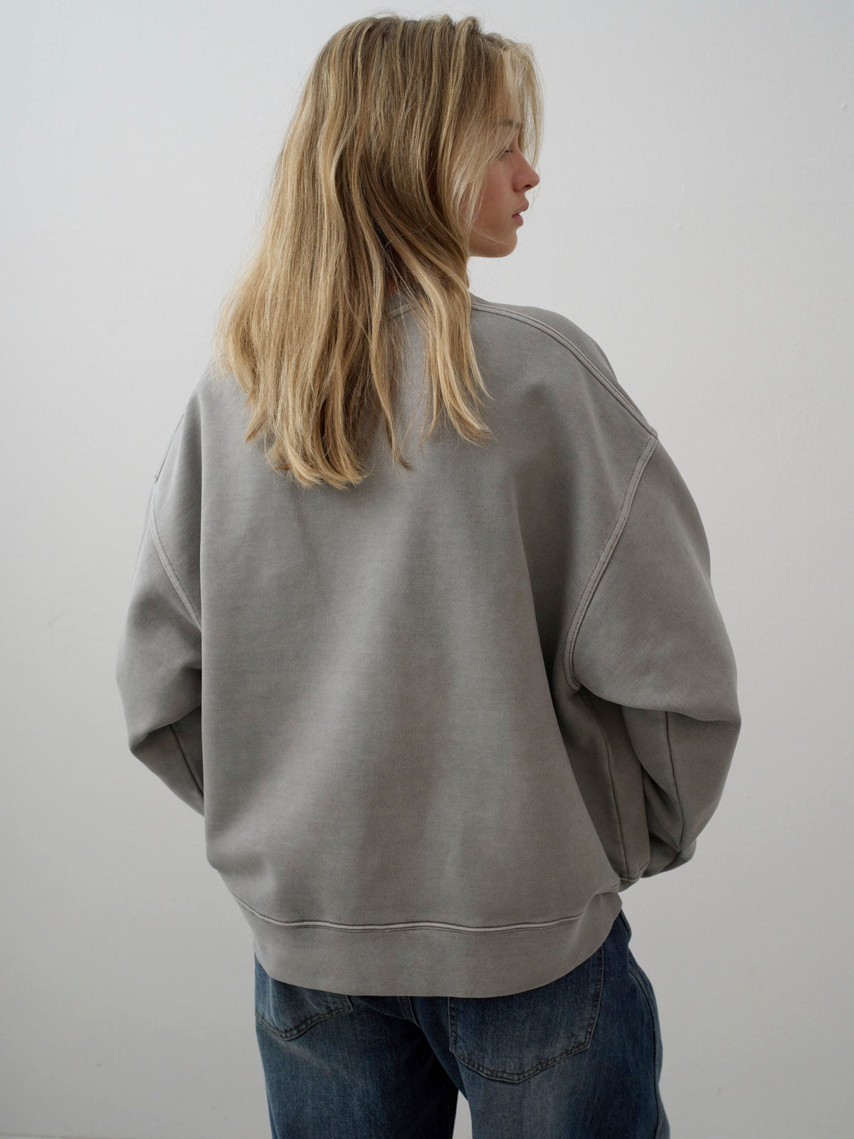 Oversized Fit Pigment Sweatshirt_grey