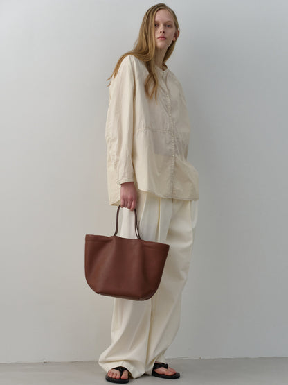 Cotton Band-Collar Blouse_beige
