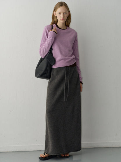 Cashmere Knit Maxi Skirt_charcoal