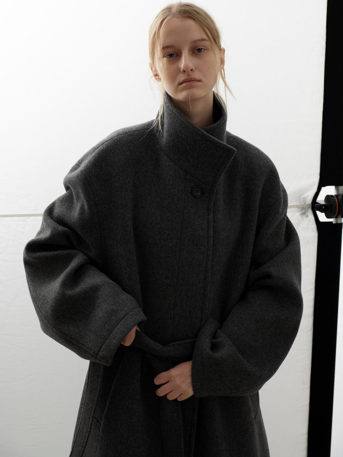 Cashmere High-neck Coat_charcoal