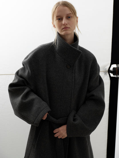 Cashmere High-neck Coat_charcoal