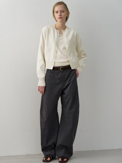 Cotton Minimal Cardigan_ivory