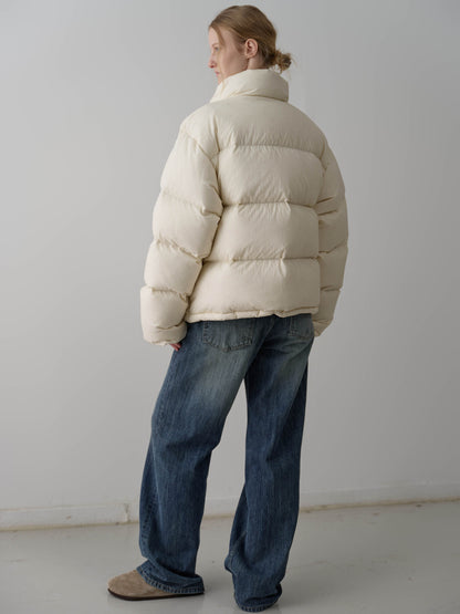 Goose down button puffer_ivory