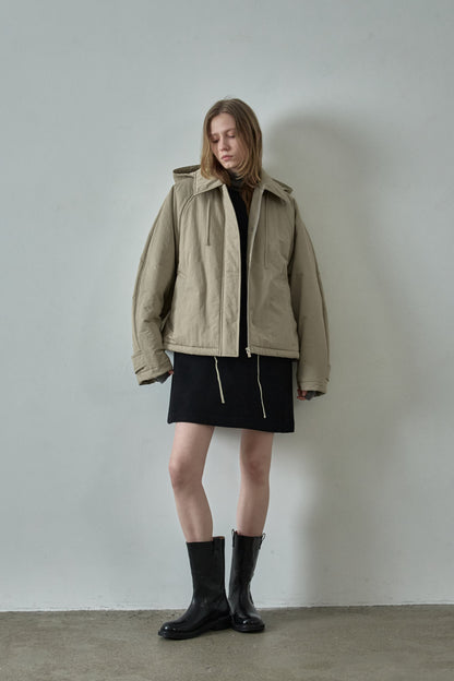 Minimal Hooded Padded Jacket_beige