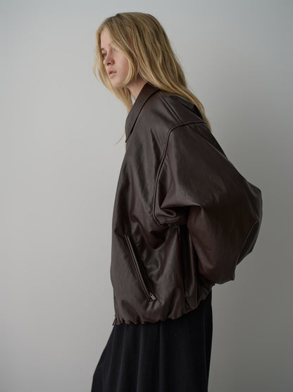 Leather Bomber Jacket_brown