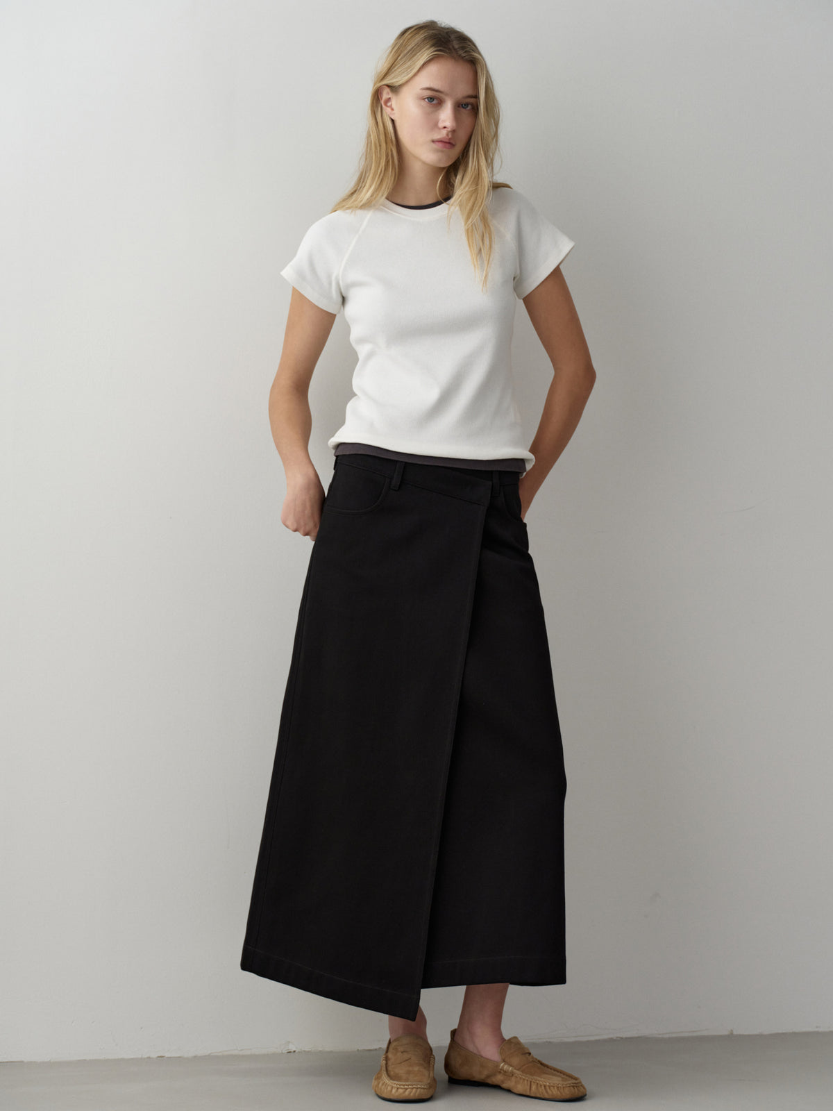 Cotton Wrap Skirt_black