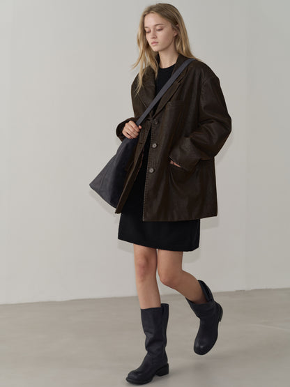 Heritage Padded Leather Jacket_brown