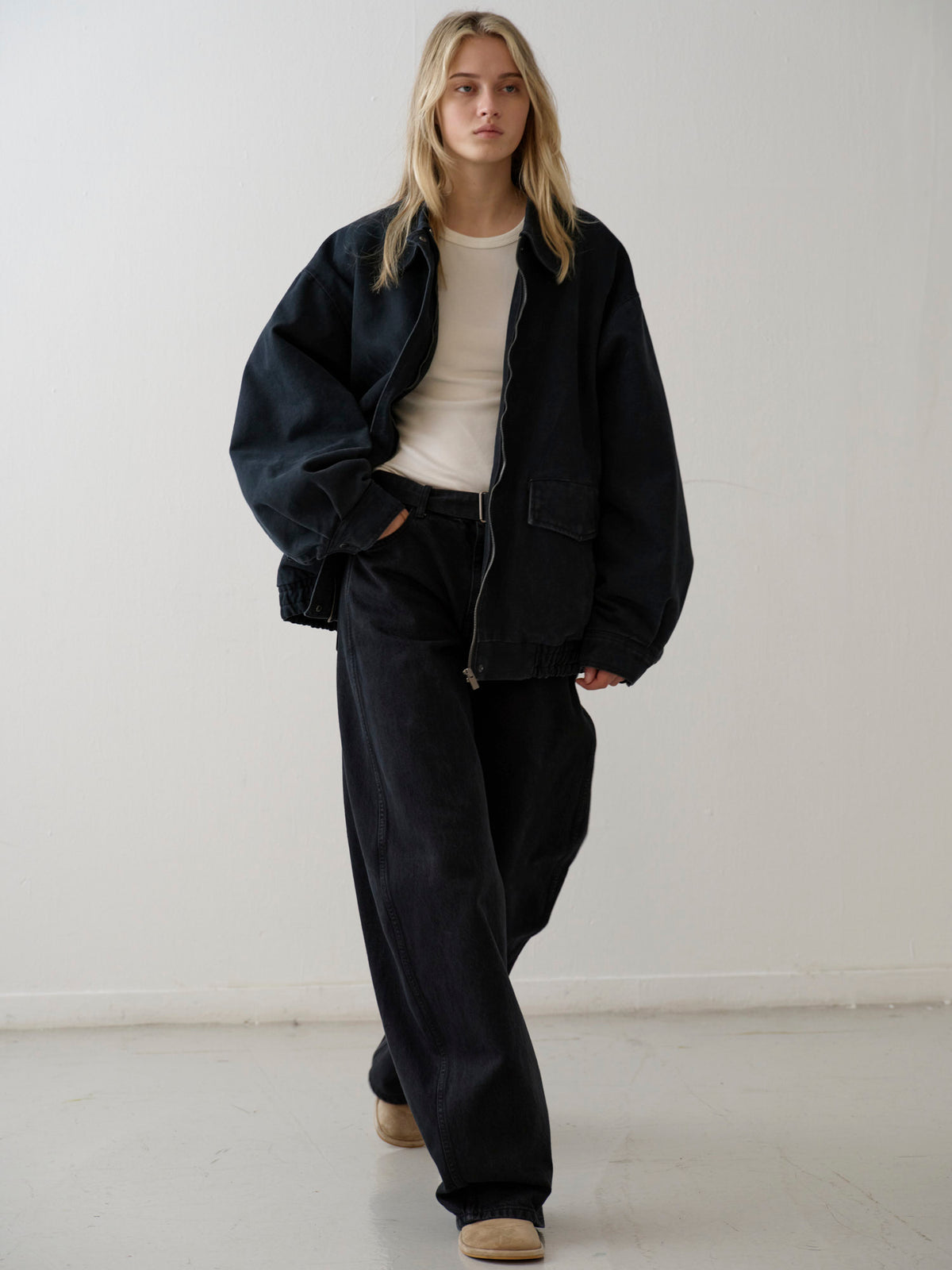 Overfit Vintage Cotton Blouson_Blue Charcoal