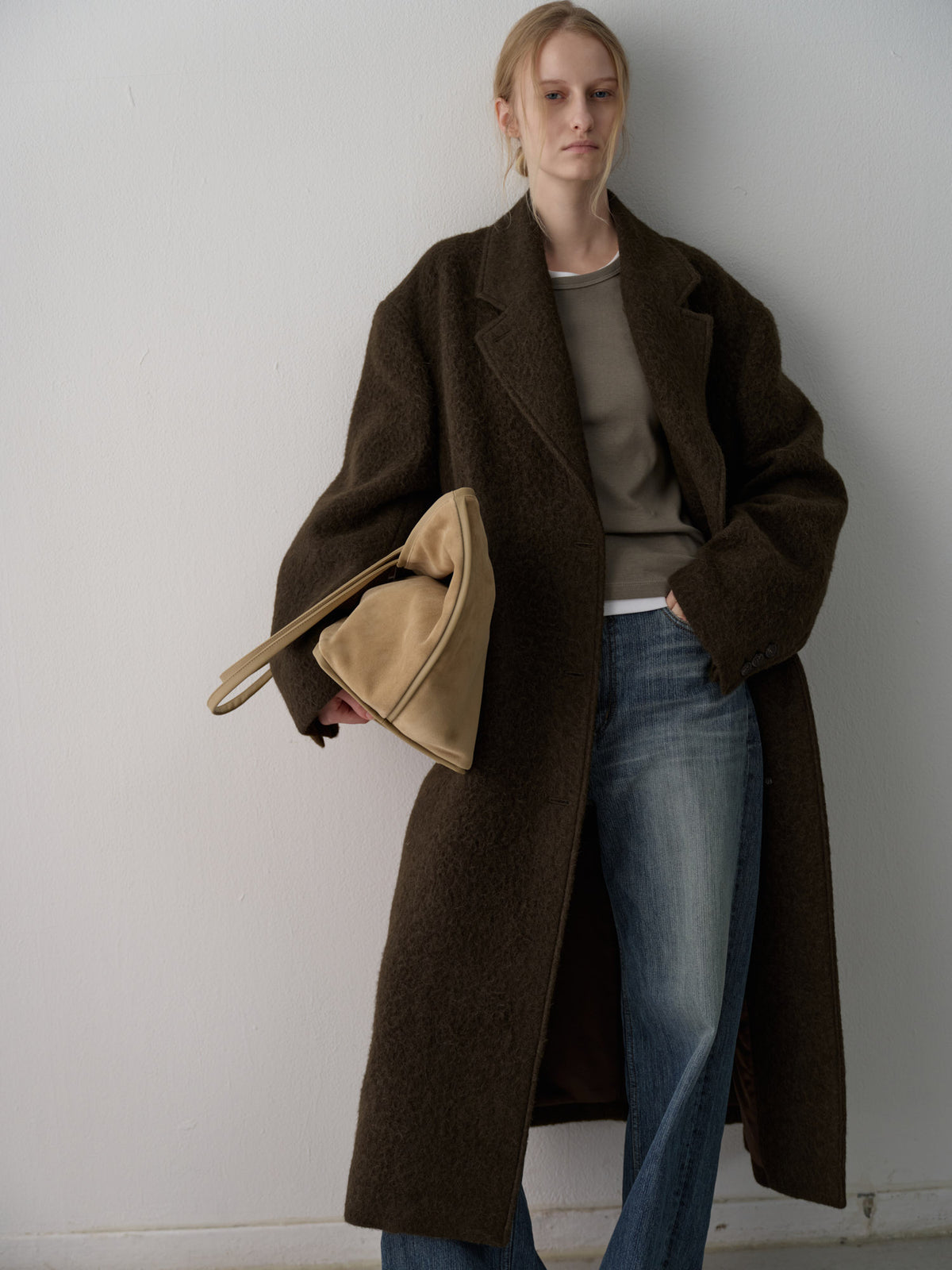 Lama Wool Single Coat_khaki