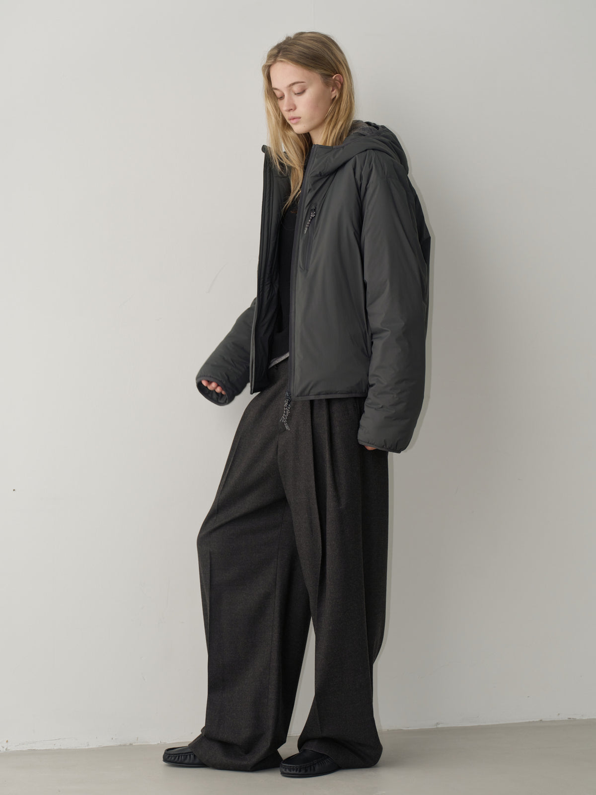 Padded Hooded Jumper_charcoal