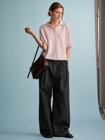 Vintage Cotton Two-Tuck Wide Pants_charcoal