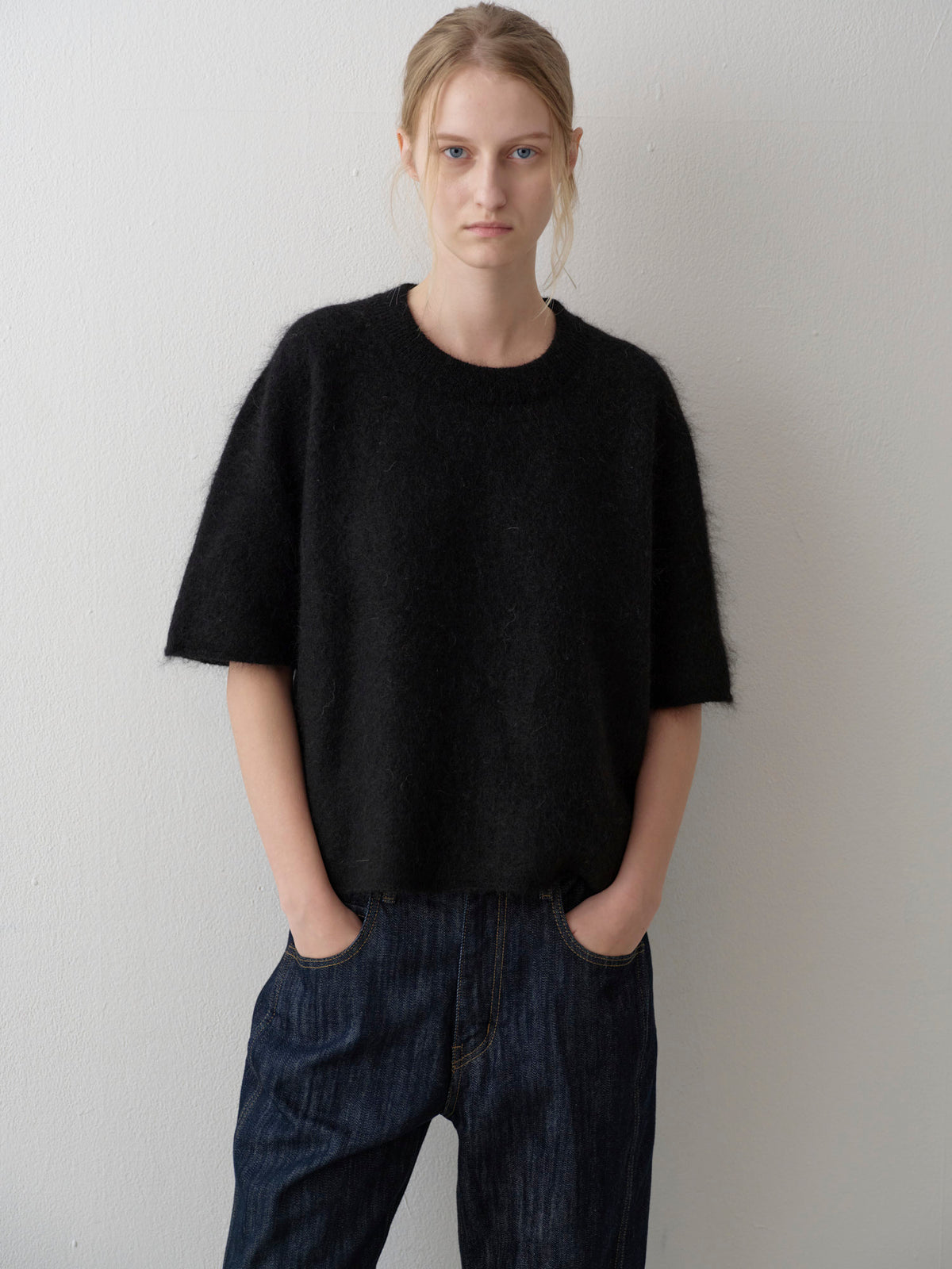 Mohair Half Sleeve Sweater_black