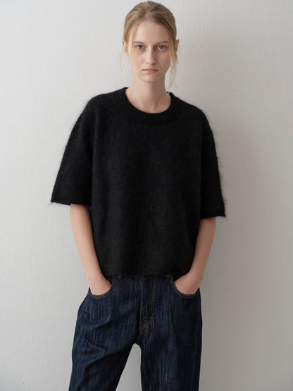 Mohair Half Sleeve Sweater_black