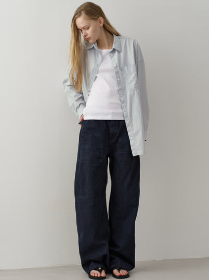 Vintage Stripe Shirt_ash sky