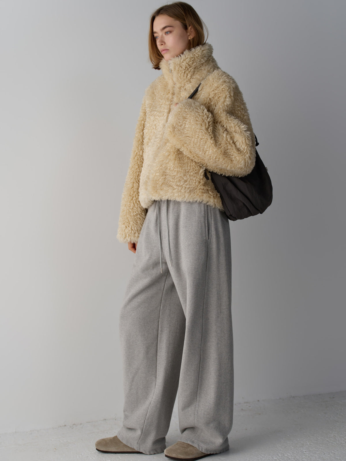 High-neck fur jumper_cream