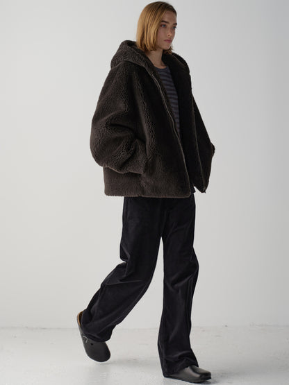 Lambswool hooded jumper_brown