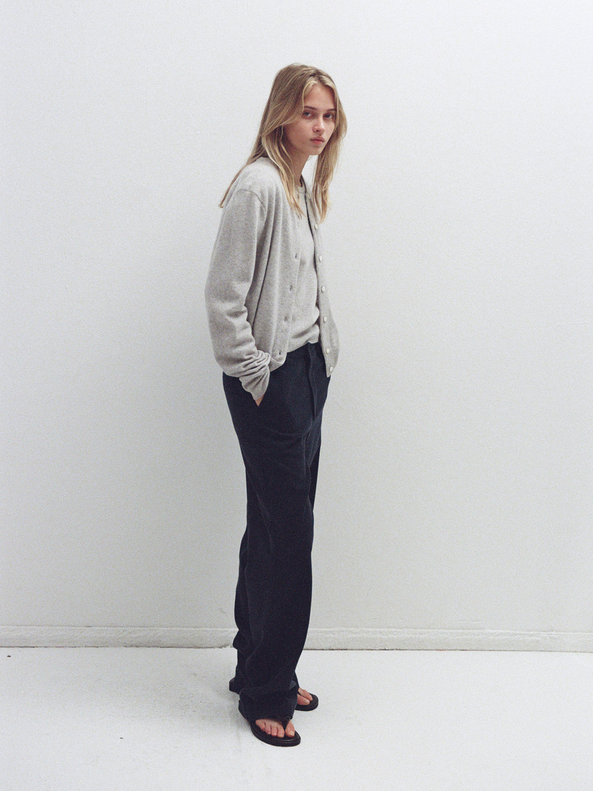 Washed Cotton Straight Pants_navy