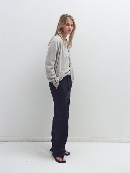 Washed Cotton Straight Pants_navy