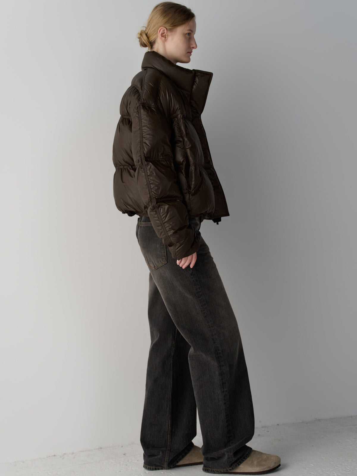 Stitch Goose Down Crop Padding_brown