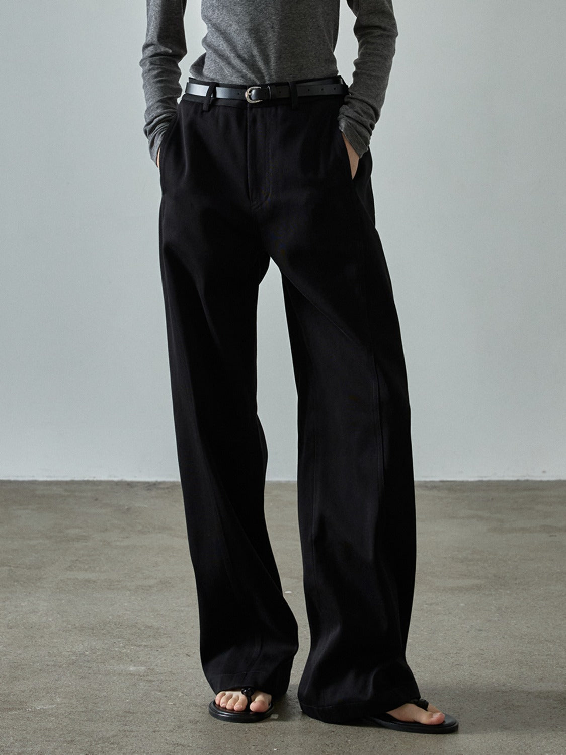 Curved Cotton Pants_black