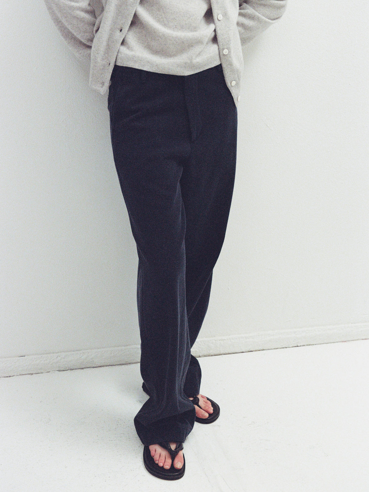 Washed Cotton Straight Pants_navy