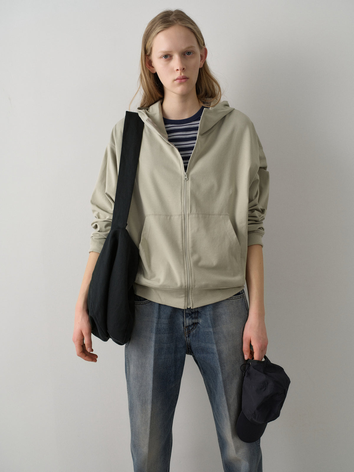 Cotton Light Hooded Zip-up_sage