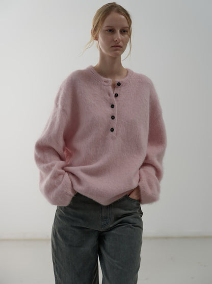 Alpaca Henley Neck Sweater_pink