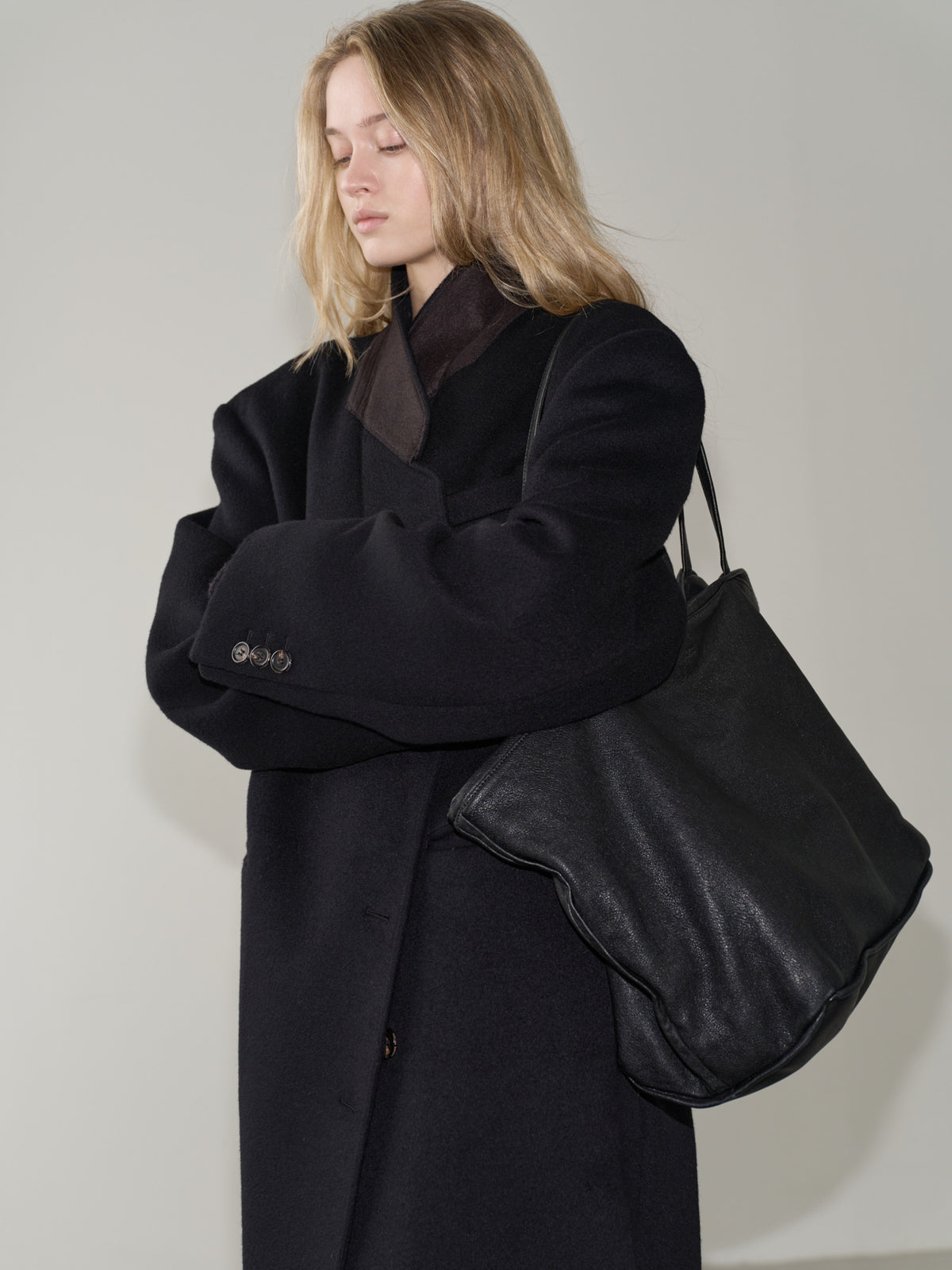 Cashmere Stand Collar Coat_black
