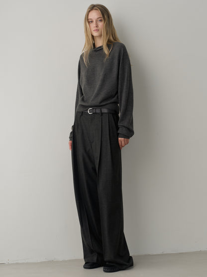 [11/25 Pre-order] Merino Wool Mock Neck Knit_charcoal