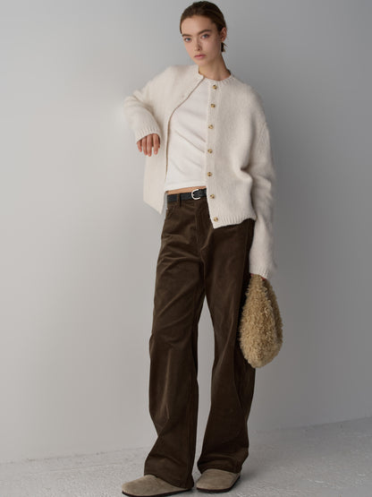 Alpaca Mock-neck Cardigan_ivory