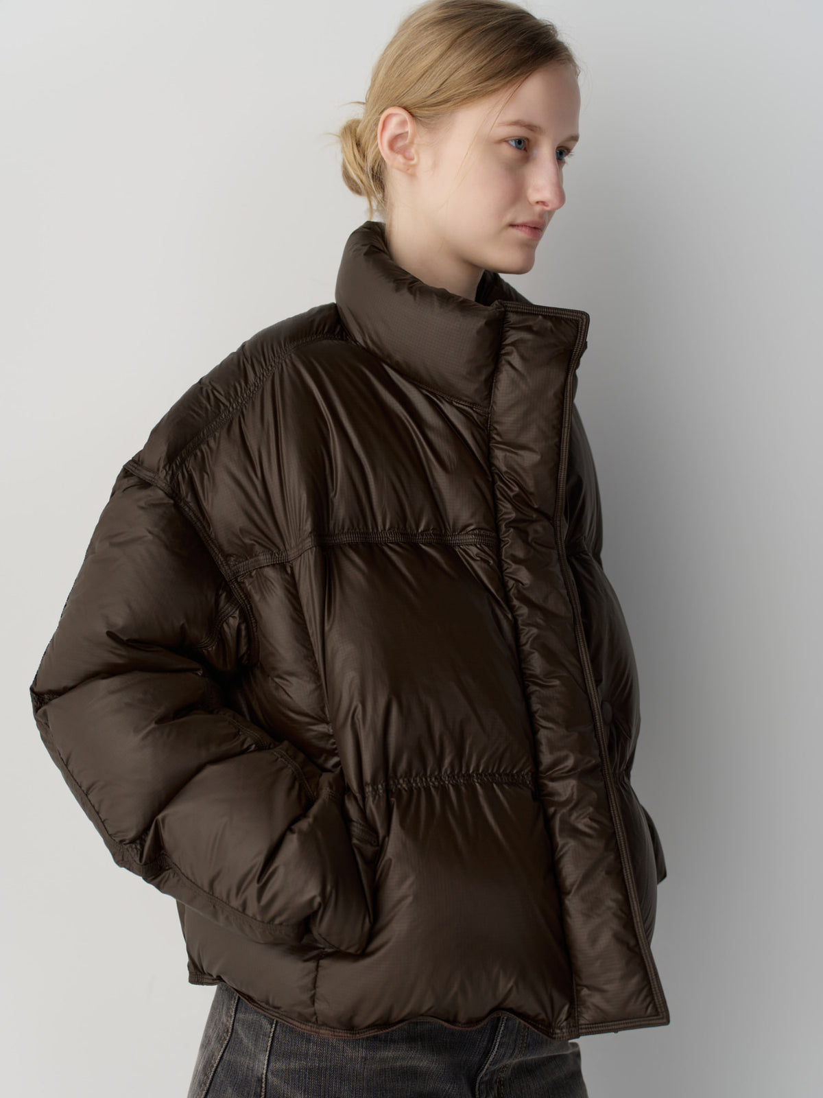 Stitch Goose Down Crop Padding_brown
